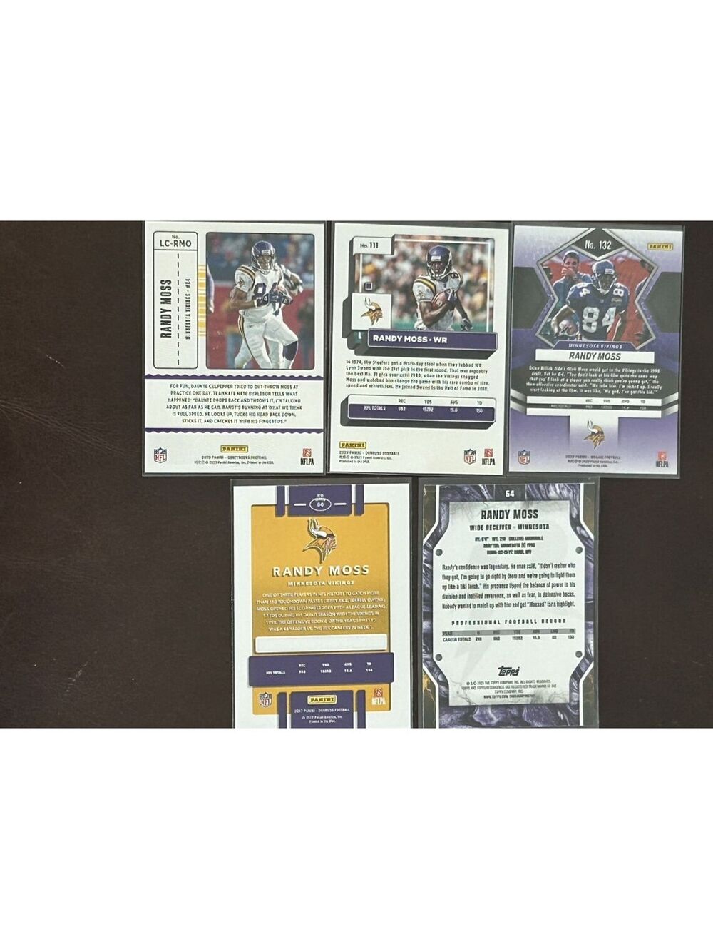 NFL HOF WR RANDY MOSS COLLECTION PANINI/TOPPS NM 5 CARD LOT NM - Picture 2 of 2